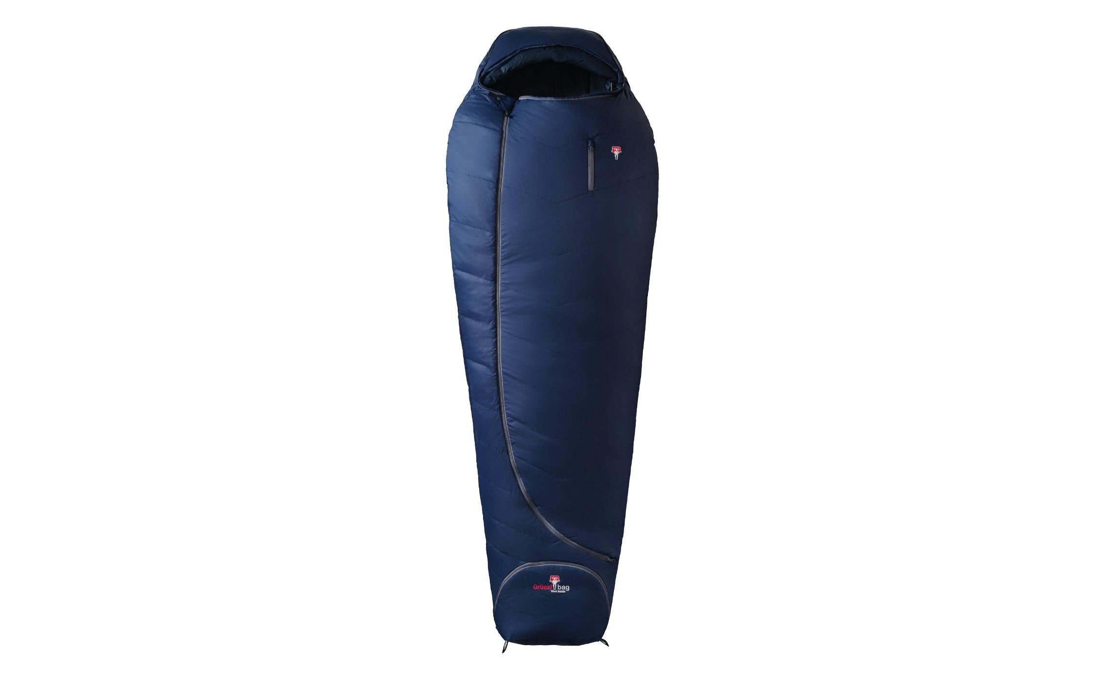 Grüezi Bag Schlafsack Biopod Wolle Zero XL 2 °C 200 cm, Nacht Blau