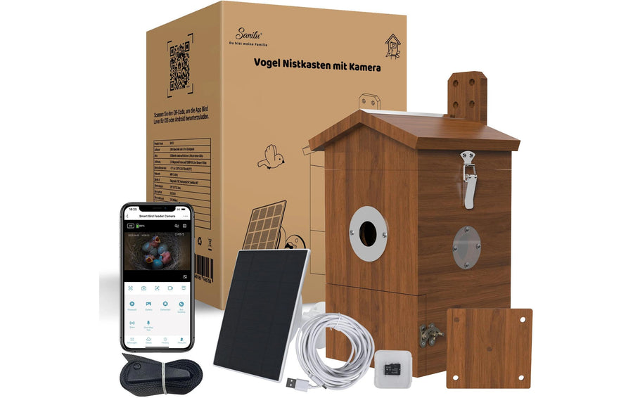 Sanilu Vogel Nistkasten mit Kamera und Solarpanel