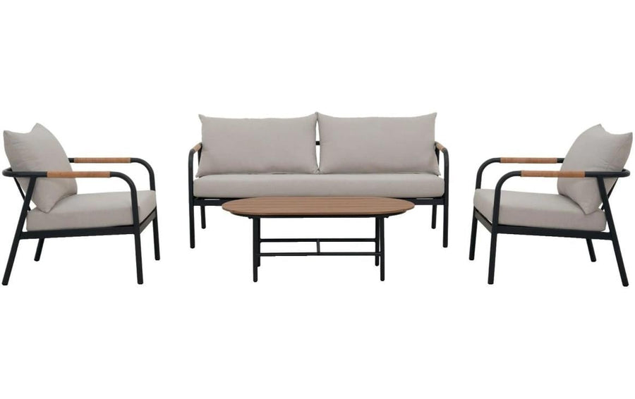 Olga Gartenlounge Set - 4tlg. - Weiß, Braun Garteneinrichtung Schou