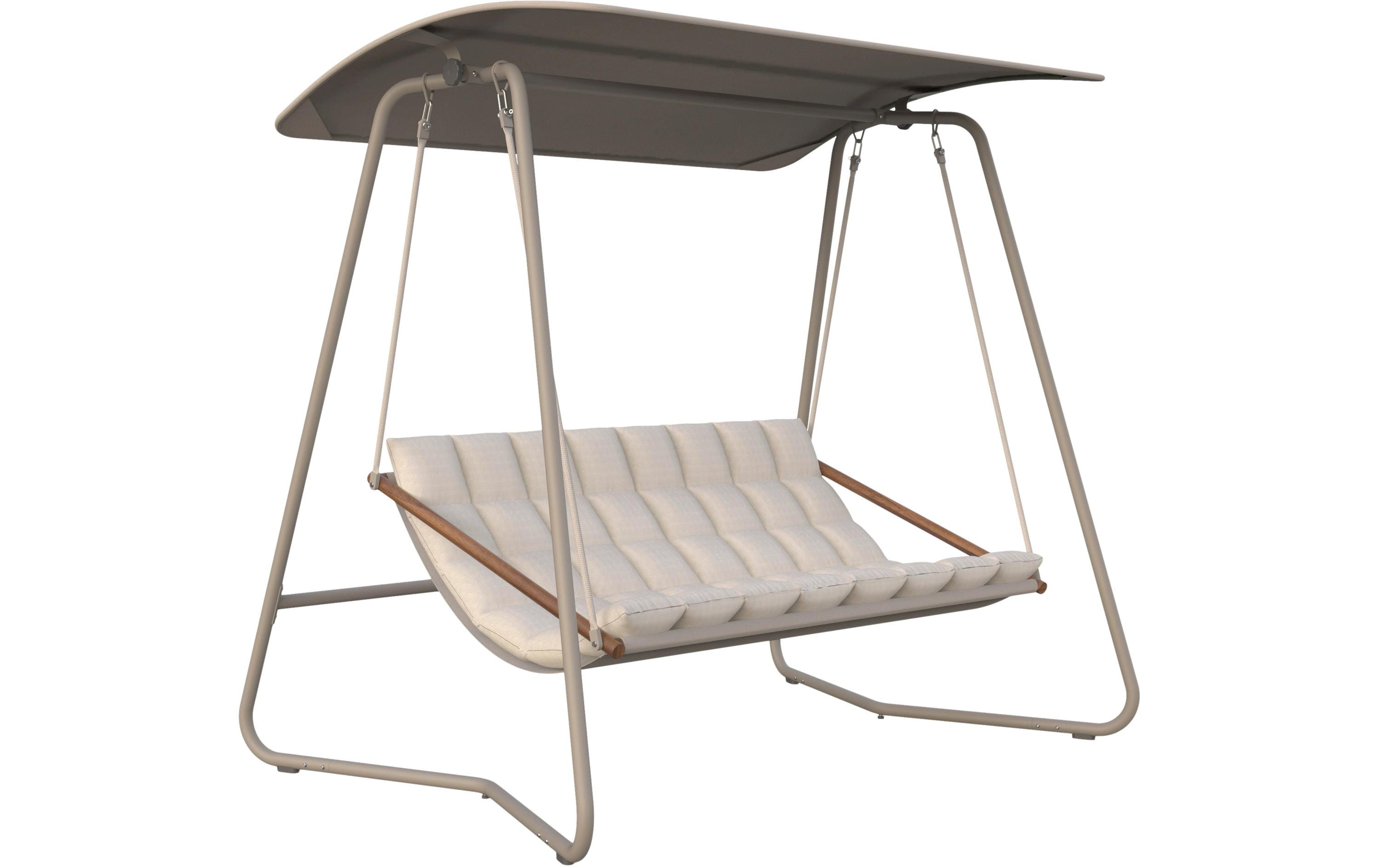 ZOEY Hängesofa Sand Weiß 214x154x202 cm für 3 Personen Garteneinrichtung Schou