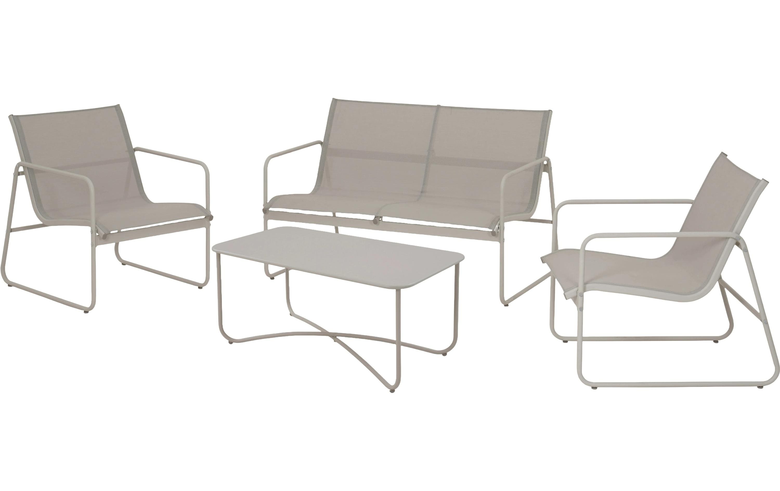 Theodor Gartenlounge Metall Sand 4-teiliges Set für Garten Garteneinrichtung Schou