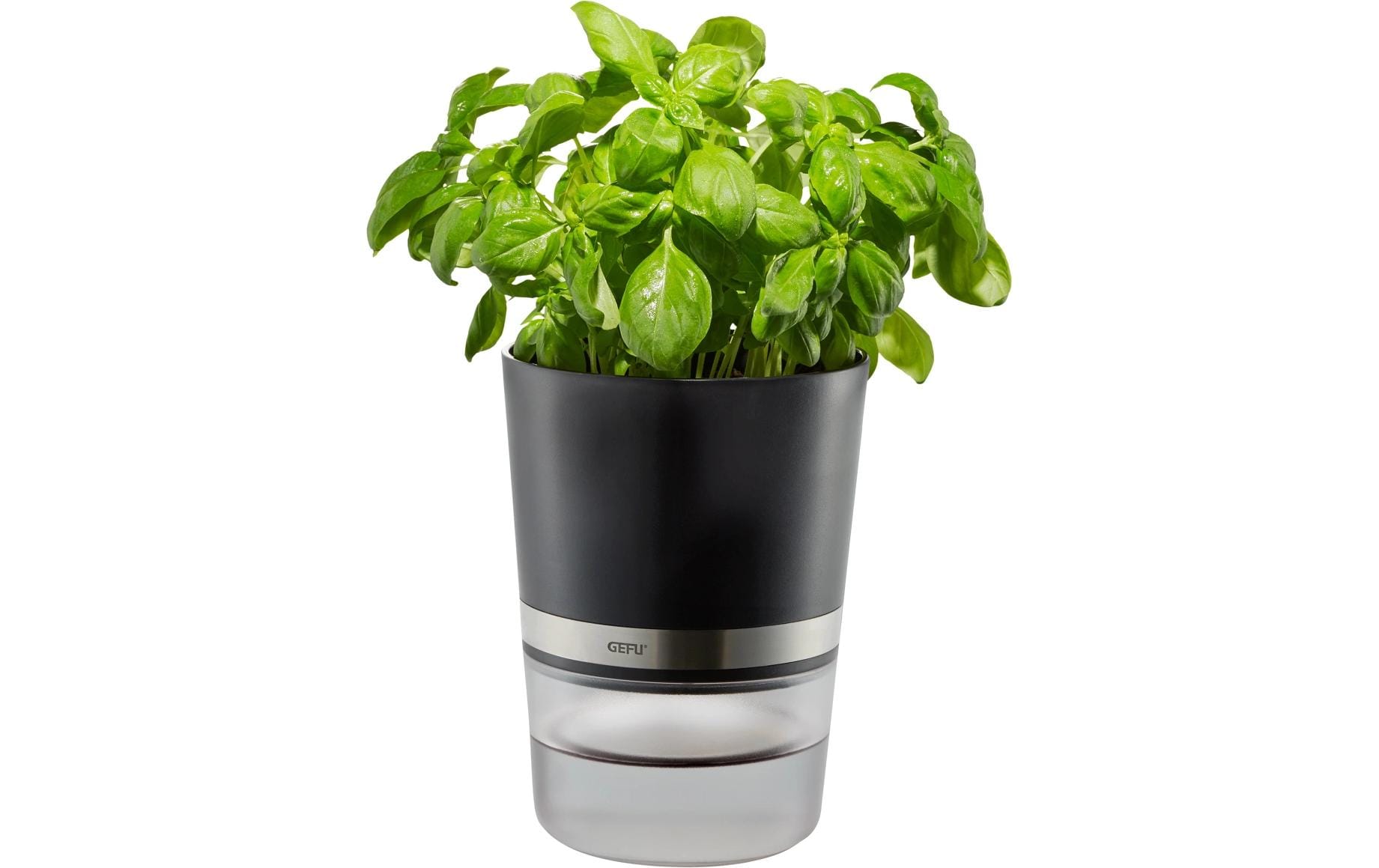 GEFU Kräutertopf BOTANICO – Kunststoff, Transparent/Schwarz/Silber, 30 cm Garten & Outdoor > Pflanzen > Pflanzengefäße GEFU