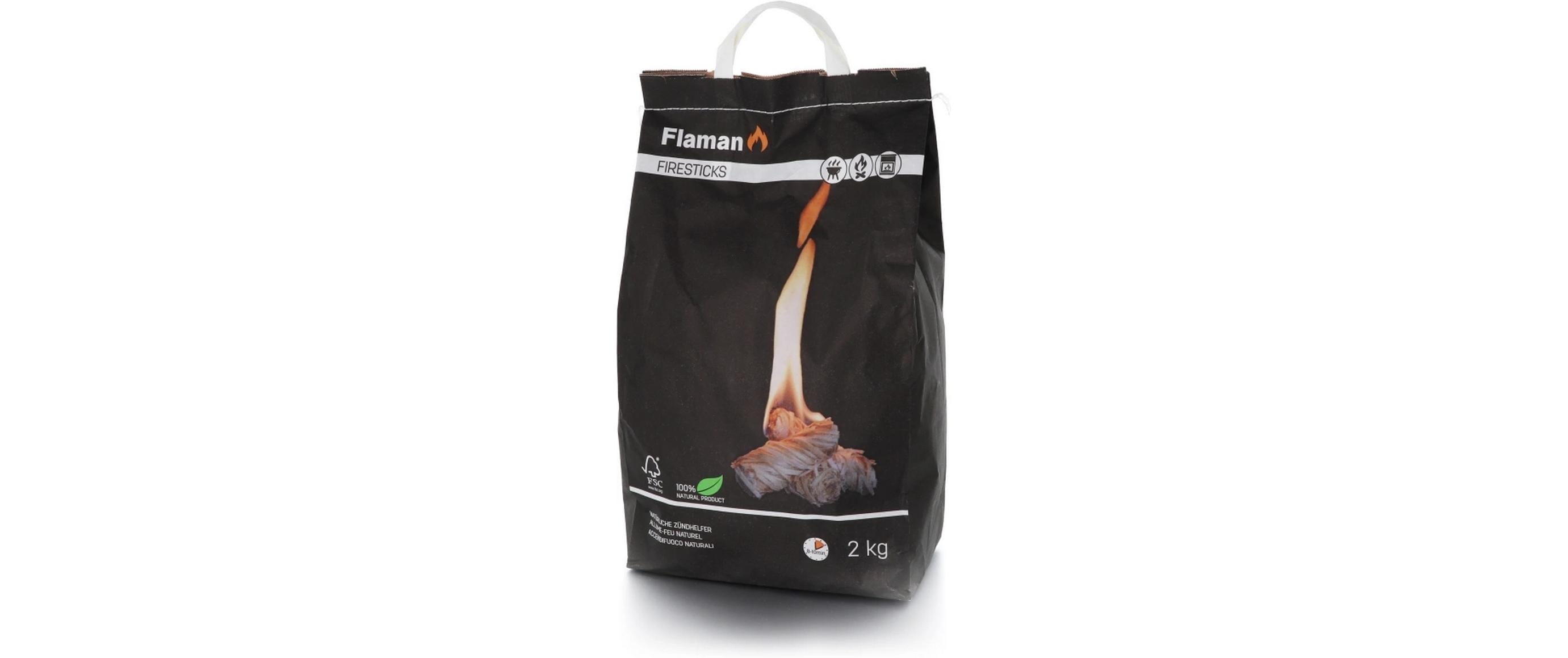 Flaman Feueranzünder Holz 2kg FSC – praktischer Feueranzünder Grills & Feuerstellen Flaman