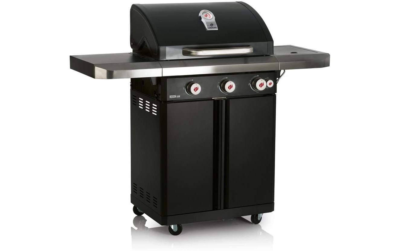 LANDMANN Gasgrill Rexon 3.1 Schwarz, drei Brenner, integriertes Thermometer Grills & Feuerstellen Landmann