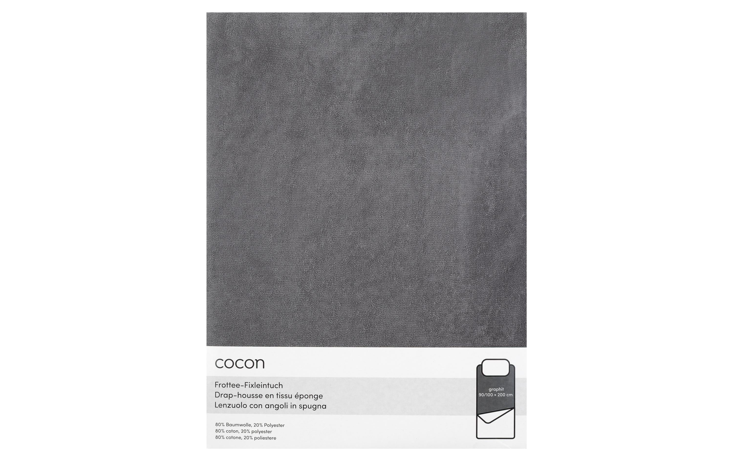COCON Fixleintuch Frottee grau 90/100x200 cm, 210gsm
