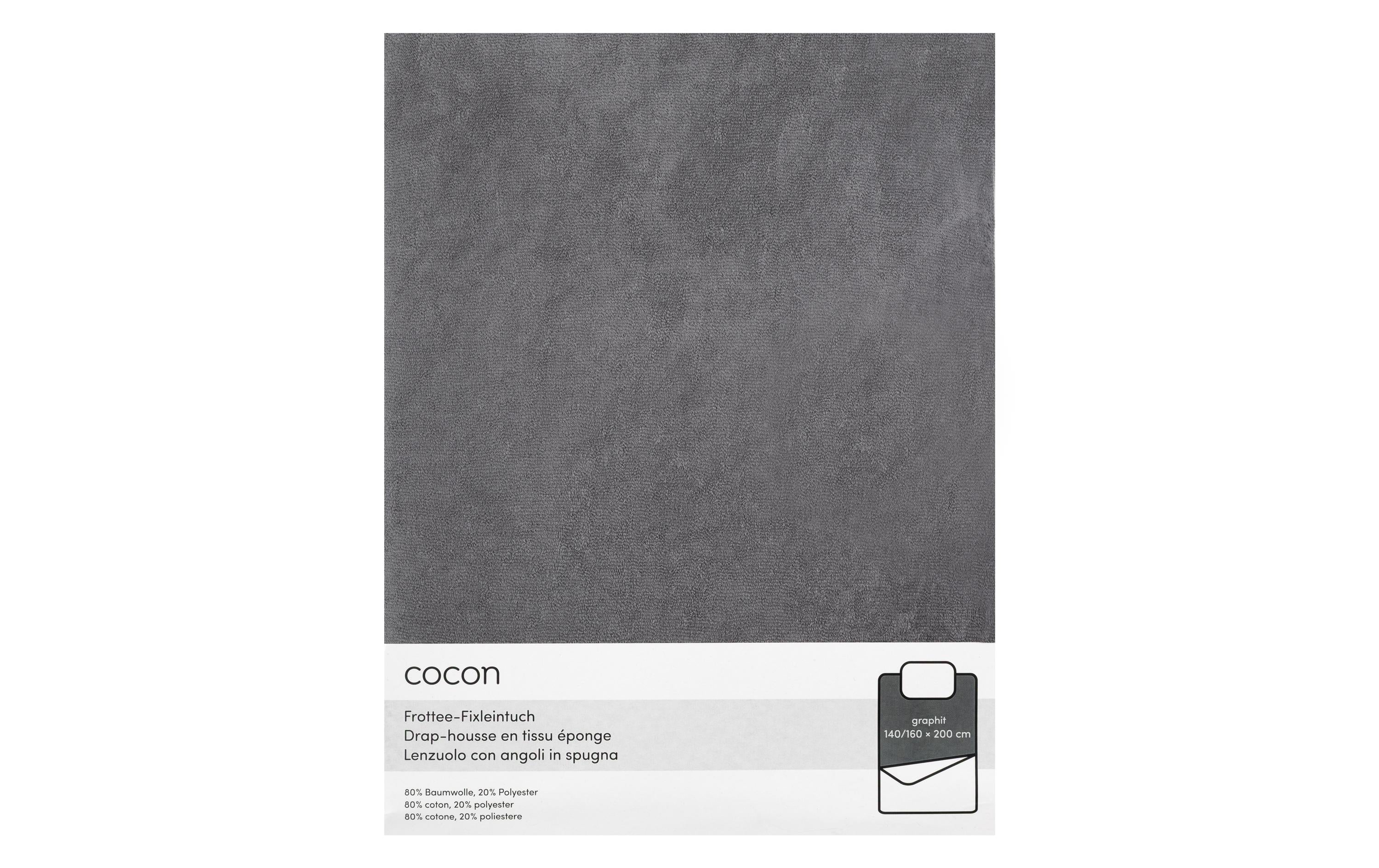 COCON Fixleintuch Frottee grau 140/160x200 cm, 210gsm