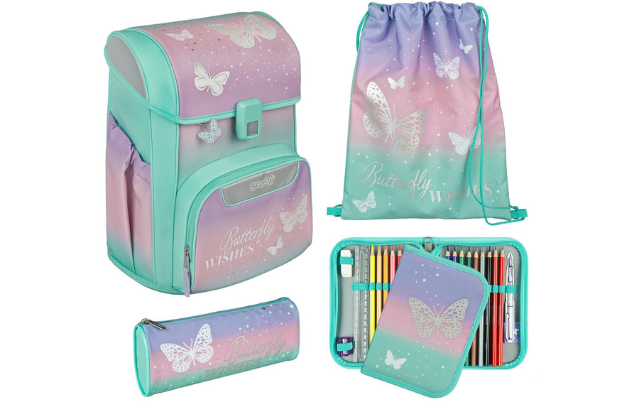 Scooli Schulrucksack-Set EasyStart Butterfly Wishes, 5-teilig