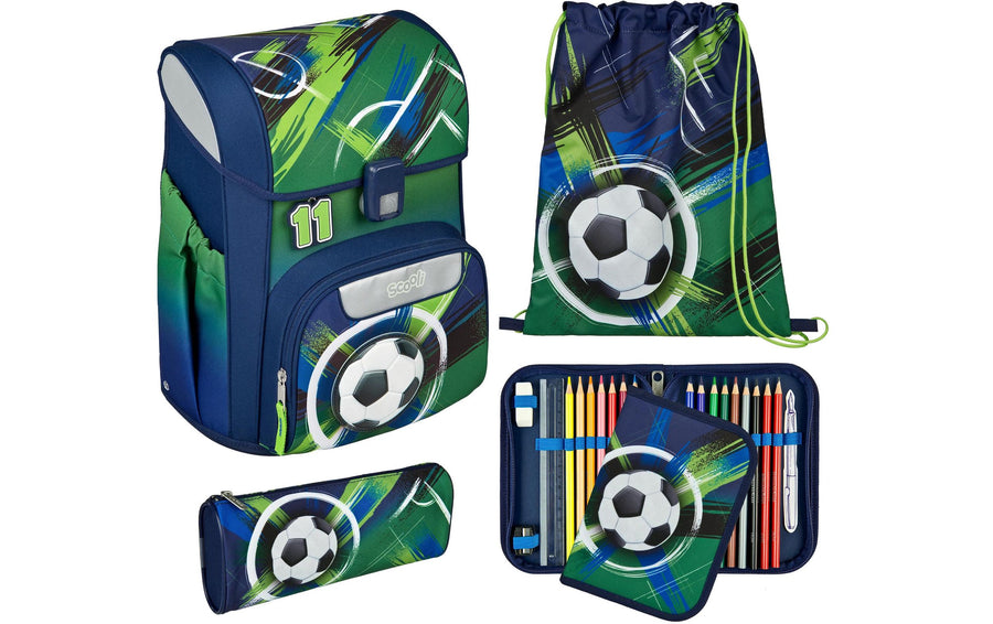 Scooli Schulrucksack-Set EasyStart Fussball, 5-teilig