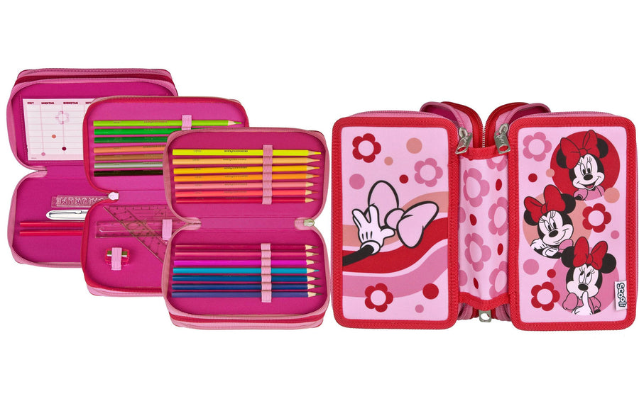 Scooli Necessaire Tripledecker Minnie-Mouse gefüllt