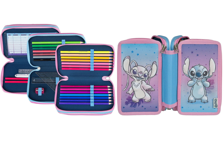 Scooli Necessaire Tripledecker Lilo und Stitch gefüllt