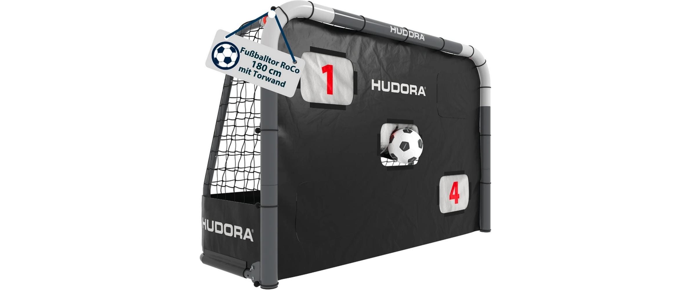 Hudora Fussballtor Roco 180 grau mit Torwand