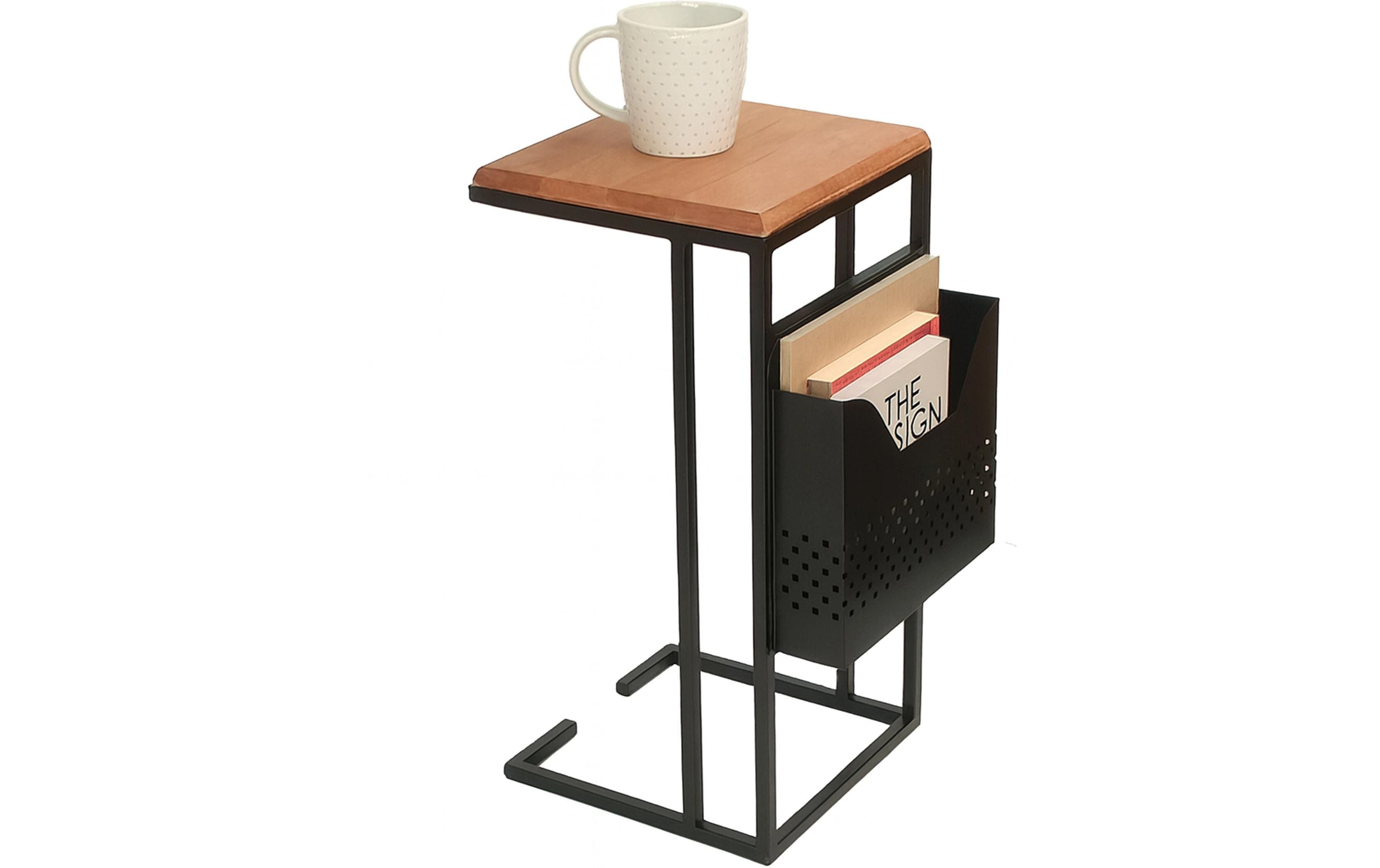 relaxdays Beistelltisch in C-Form Mango 63 x 30