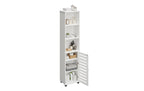 relaxdays Badezimmerschrank mit Tür Weiss 30 x 167 cm Mitteldichte Holzfaserplatte (MDF), Grundmaterial: Holz