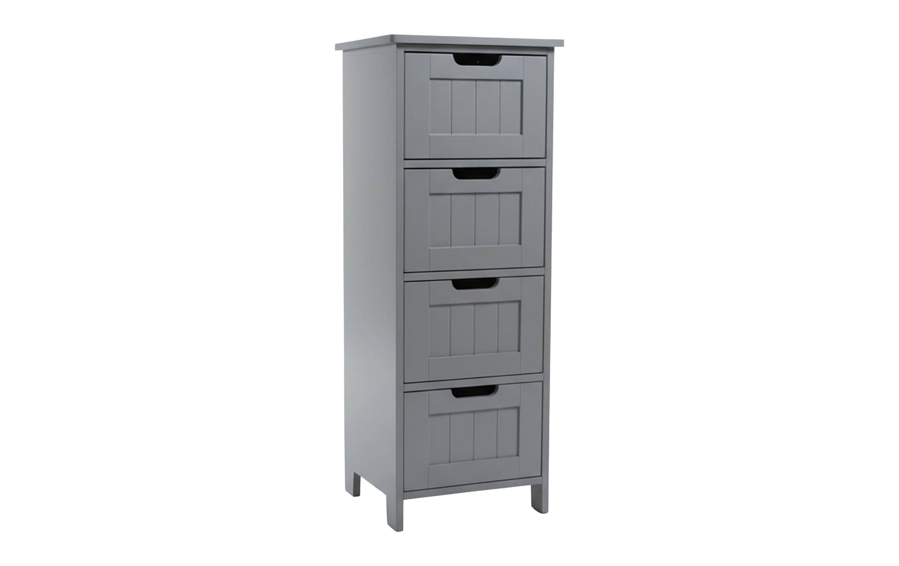 relaxdays Badezimmerschrank mit 4 Schubl. Grau 30 x 82 cm Mitteldichte Holzfaserplatte (MDF), Grundmaterial: Holz