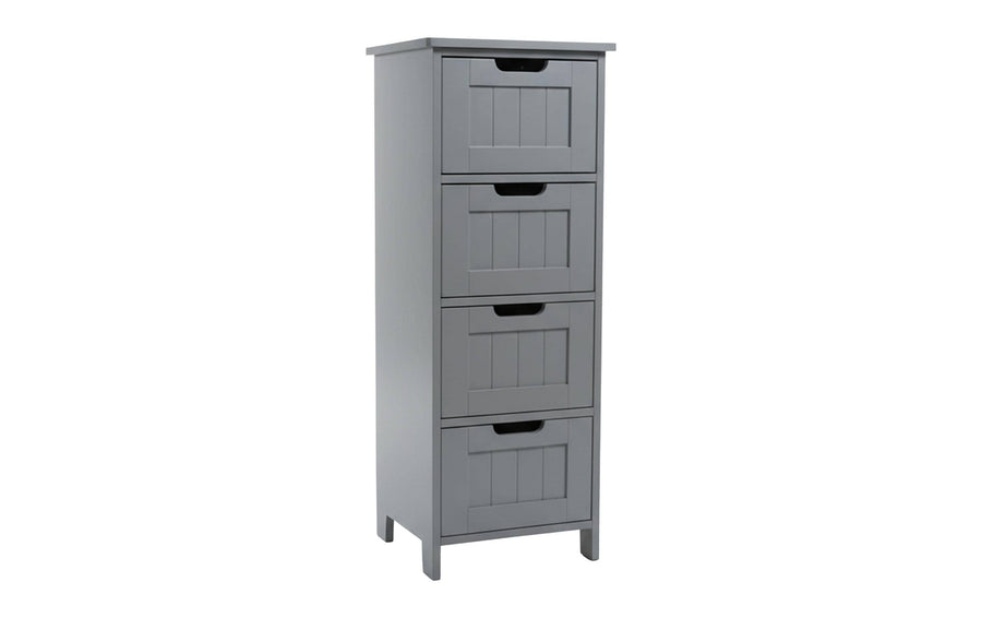 relaxdays Badezimmerschrank mit 4 Schubl. Grau 30 x 82 cm Mitteldichte Holzfaserplatte (MDF), Grundmaterial: Holz