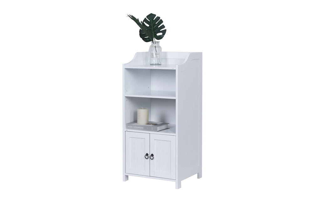 relaxdays Badezimmerschrank 4 Fächer Weiss 40.5 x 86 cm Mitteldichte Holzfaserplatte (MDF), Grundmaterial: Holz