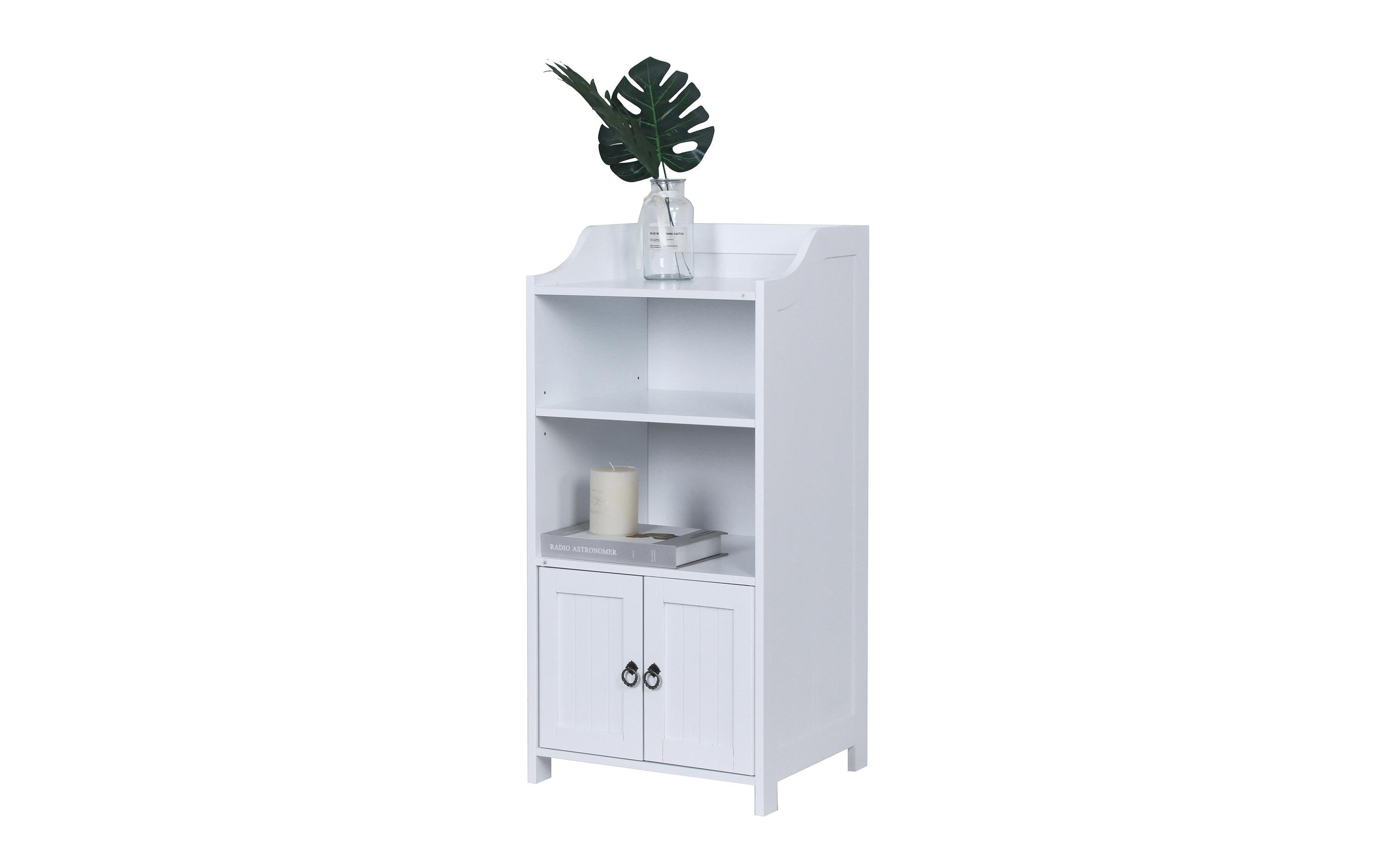 relaxdays Badezimmerschrank 4 Fächer Weiss 40.5 x 86 cm Mitteldichte Holzfaserplatte (MDF), Grundmaterial: Holz
