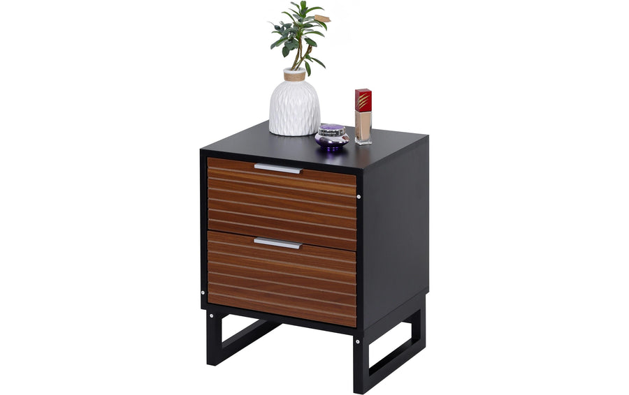 relaxdays Nachttisch mit 2 Schubladen MDF/Bambus/Holz