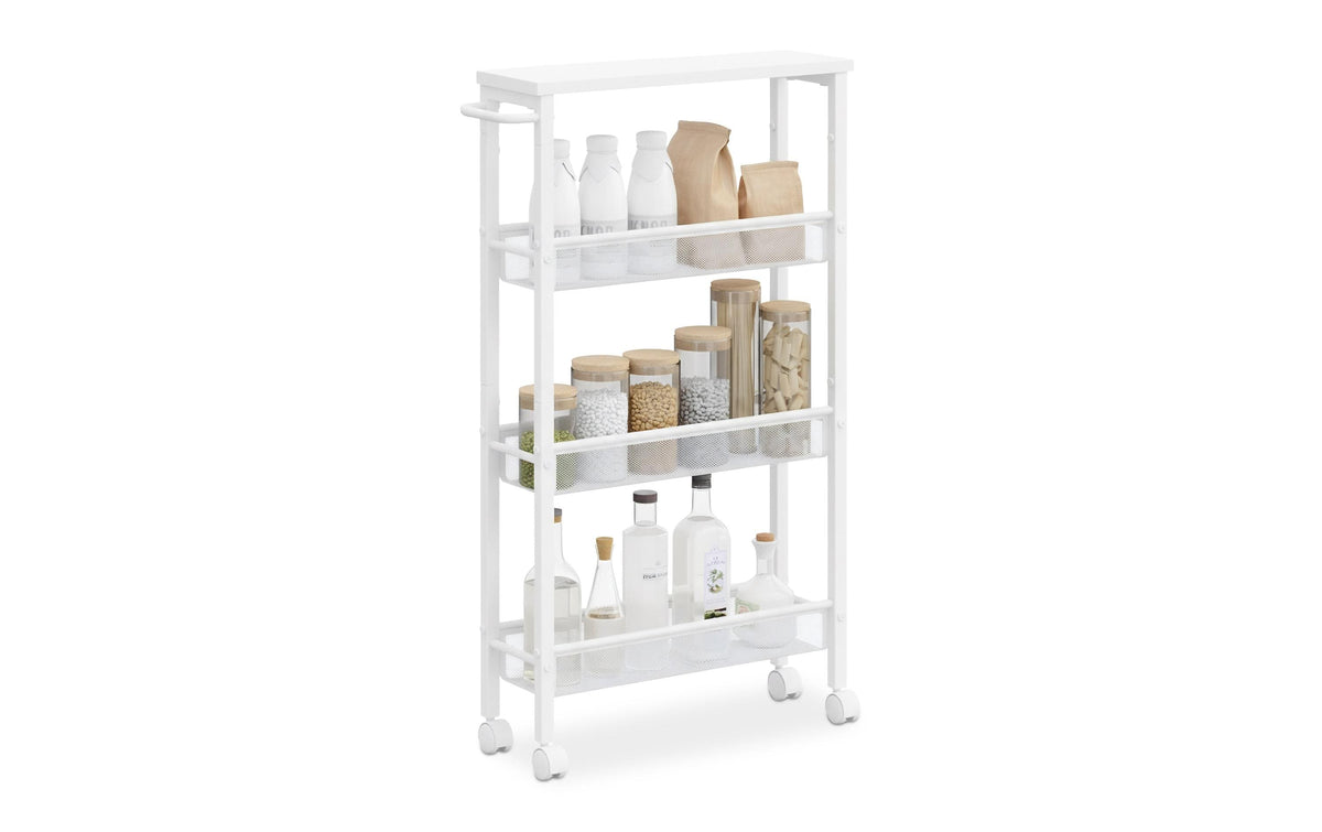Küchenwagen Nischenwagen 77x13x45.5 cm Weiss von relaxdays