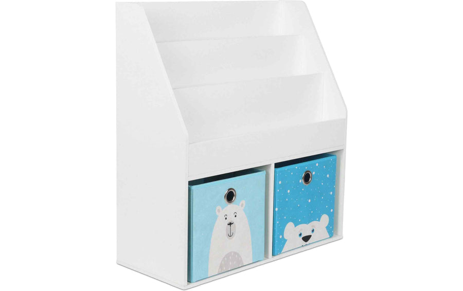 relaxdays Bücherregal für Kinder 79 x 72 x 30.5 cm Weiss/Blau