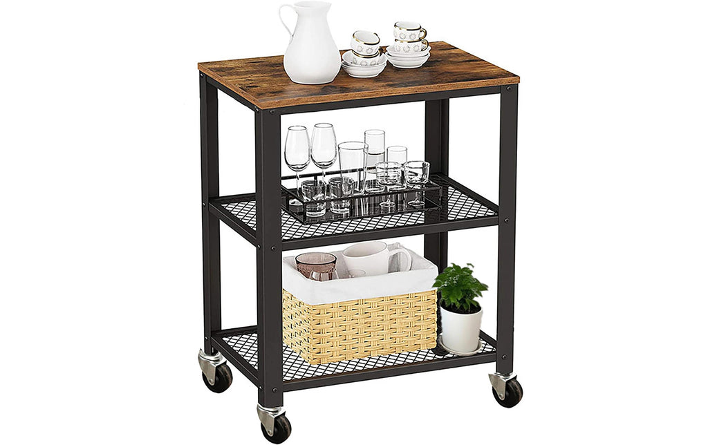 relaxdays Küchenwagen mit 3 Ebenen Schwarz/Braun