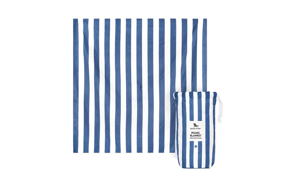 Dock & Bay Picknickdecke 170 x 170 cm, Weiss/Blau