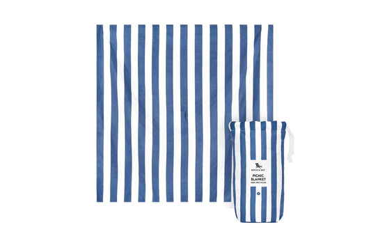 Dock & Bay Picknickdecke 170 x 170 cm, Weiss/Blau
