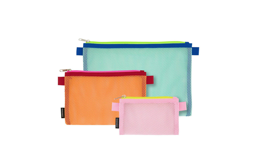 Remember Necessaire Mesh Bag Set Alice 3-er Set, Mehrfarbig