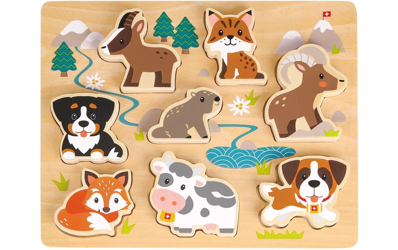 Spielba Holzspielwaren Holzpuzzle Puzzle 3D Schweizer Tiere