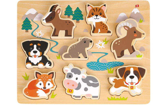 Spielba Holzspielwaren Holzpuzzle Puzzle 3D Schweizer Tiere
