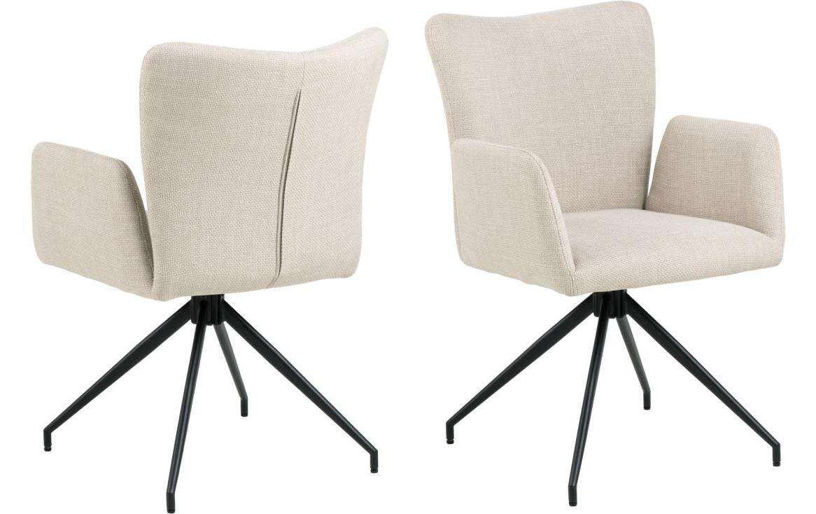 AC Design Esszimmerstuhl Laura 2 Stück Schwarz/Beige