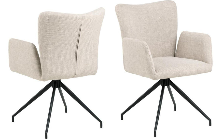 AC Design Esszimmerstuhl Laura 2 Stück Schwarz/Beige
