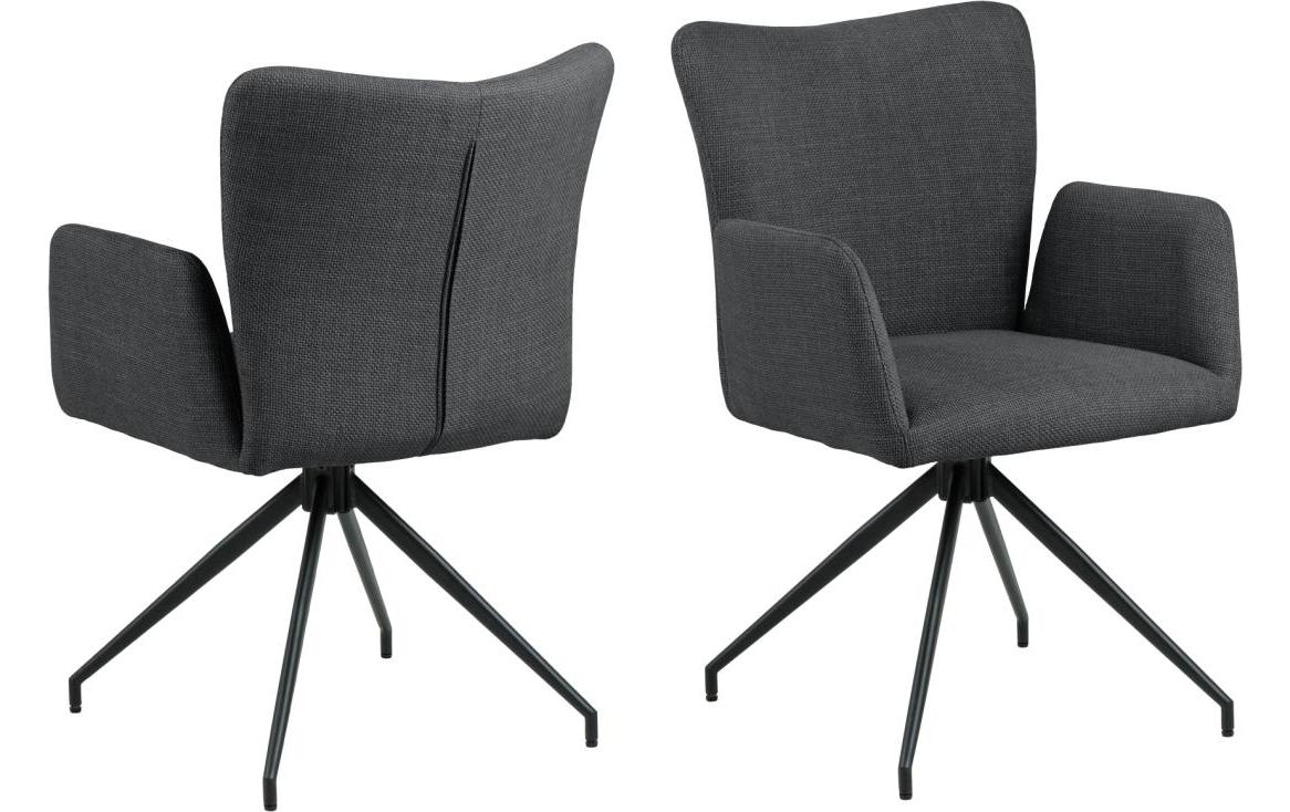 AC Design Stuhl Laura Dunkelgrau/Schwarz, 2 Stück