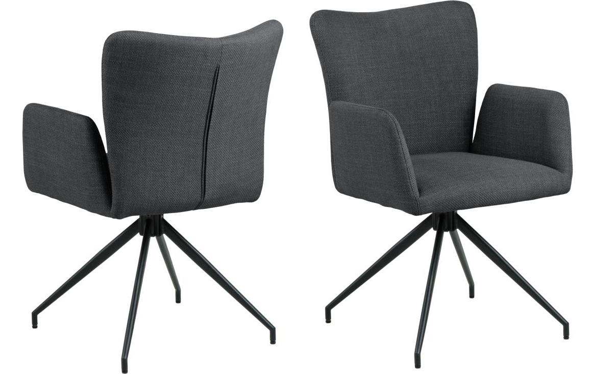 AC Design Esszimmerstuhl Laura 2 Stück Dunkelgrau/Schwarz