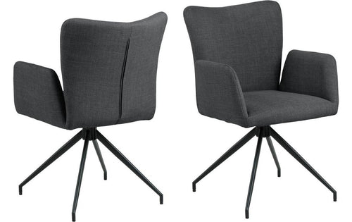 AC Design Esszimmerstuhl Laura 2 Stück Dunkelgrau/Schwarz