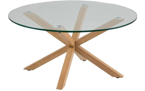 AC Design Heaven Couchtisch – 82 × 82 × 40 cm – Eiche/Glas