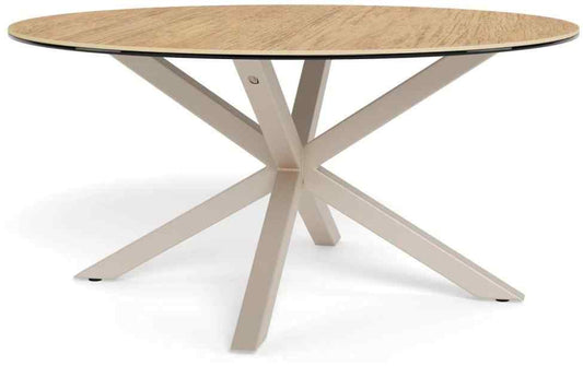 AC Design Couchtisch Heaven mit runder Wildeiche-Tischplatte und gekreuztem Gestell