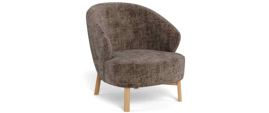 Beiger Polstersessel Darlene von AC Design mit geschwungener Rückenlehne und Holzbeinen