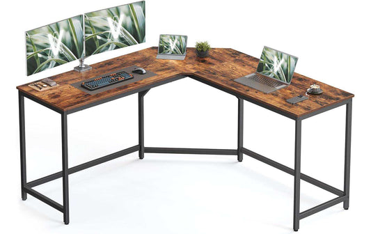 VASAGLE Tisch L-förmig Vintagebraun 140 x 140 cm
