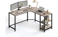 VASAGLE Eckschreibtisch Greige Grau/Schwarz 138 cm