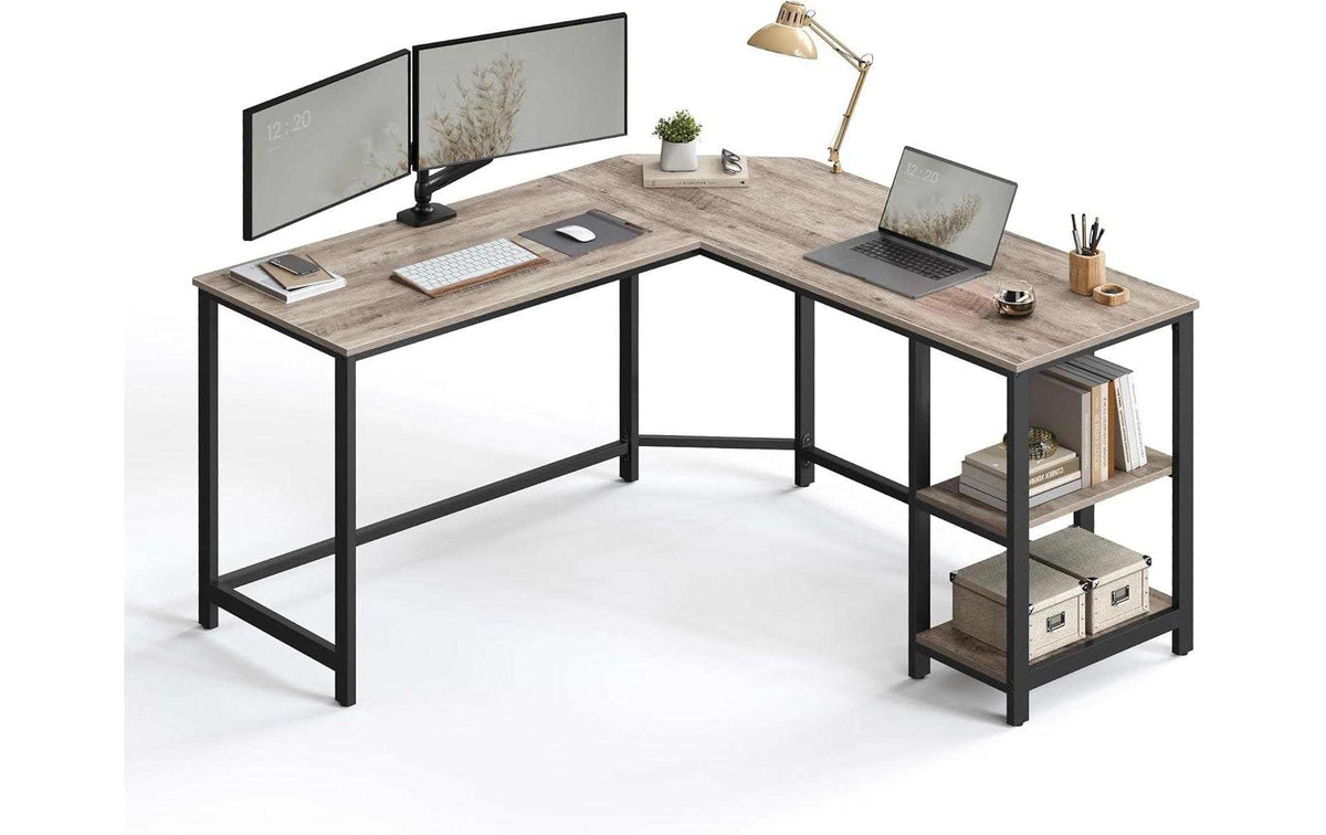 VASAGLE Eckschreibtisch Greige Grau/Schwarz 138 cm