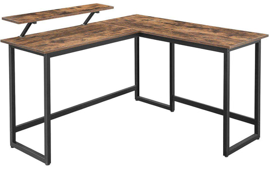 VASAGLE Tisch in L-Form Vintagebraun 140 x 130 cm