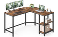VASAGLE Tisch in L-Form Braun/Schwarz 120 x 130 x 76 cm