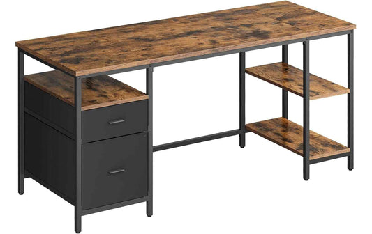 VASAGLE Tisch mit Platte Braun/Schwarz 160 x 60 cm