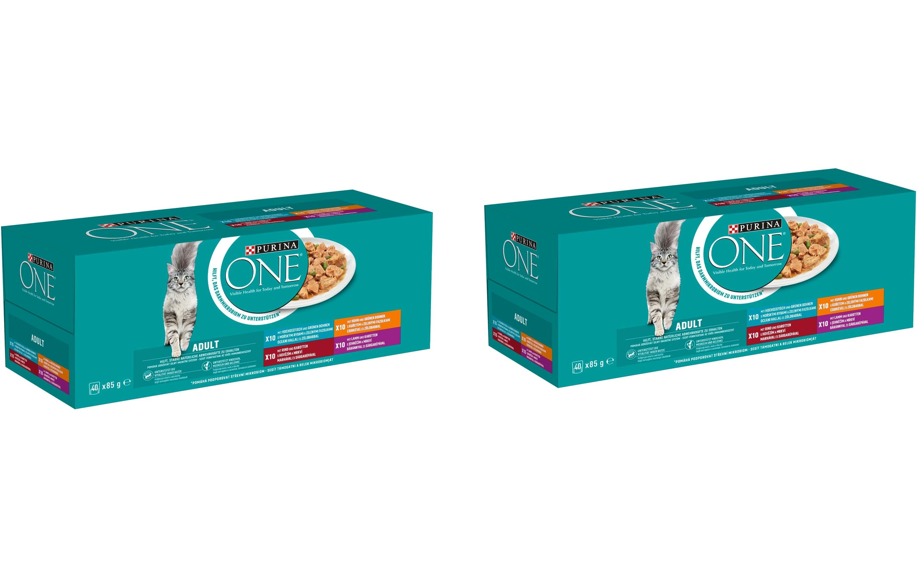 Purina One Nassfutter Adult Huhn KIT Hochseefisch, Rind & Lamm, 2x40x85g