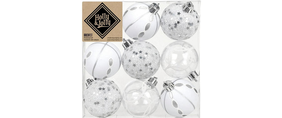 Holly & Jolly Weihnachtskugel Silber-Mix Ø 6 cm 9 Stück
