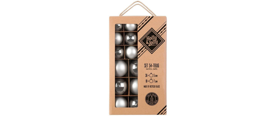 Holly & Jolly Weihnachtskugel Frosty 54 Stück, Silber