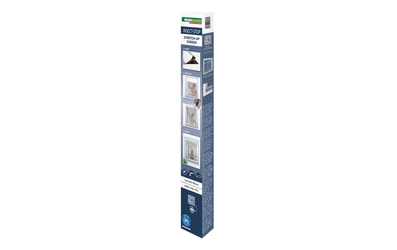 IS Teleskopfenster STRETCH Fliegengitter Weiß 80x90cm Garteneinrichtung Windhager