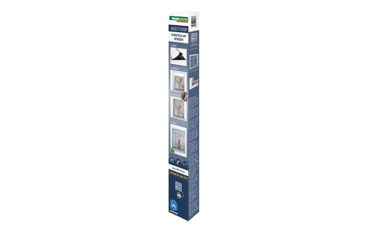 IS Teleskopfenster STRETCH Fliegengitter Anthrazit 80x90cm Garteneinrichtung Windhager