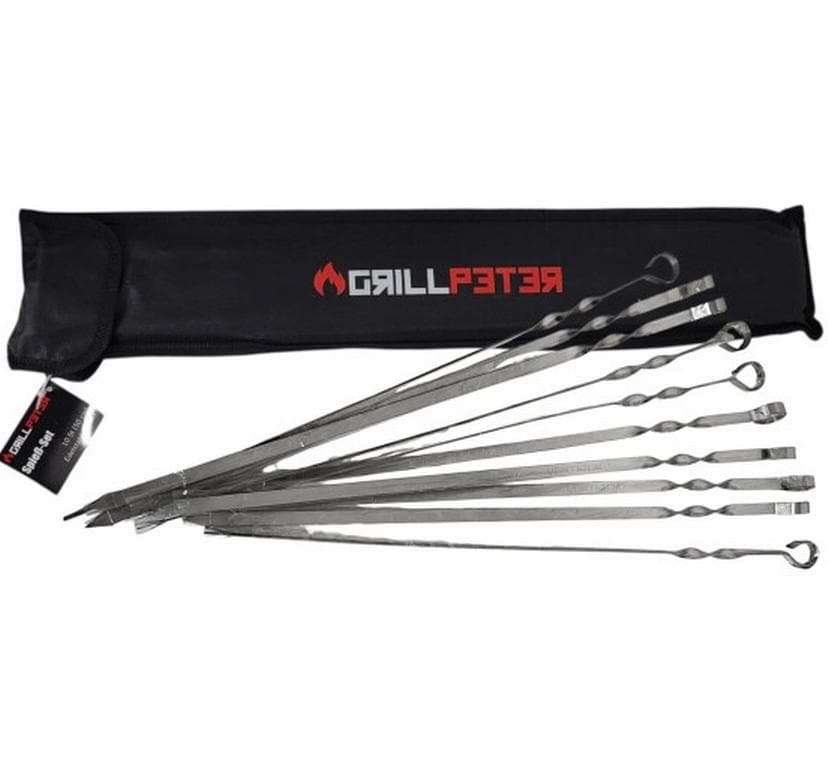 Schampura Schaschlik Spiesse Edelstahl 50 cm Silber 10er-Set Grills & Feuerstellen GRILLPETER